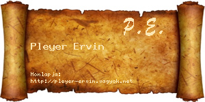 Pleyer Ervin névjegykártya